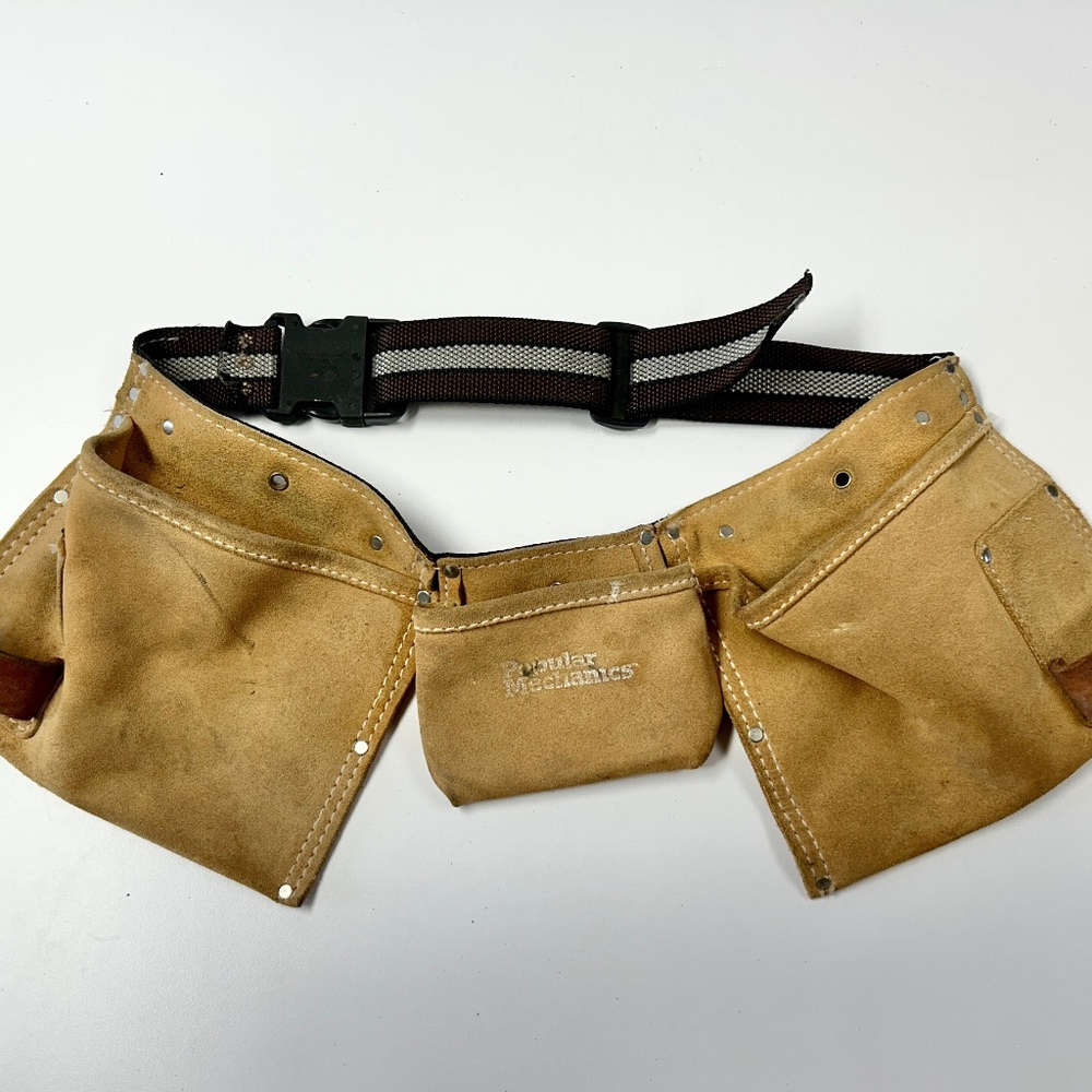 Adjustable Popular Mechanics Leather Tool Belt 3 Pocket 2 Loop